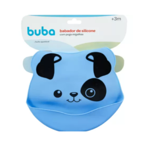 Babador de Silicone Buba com Pega Migalhas - Cachorrinho Azul